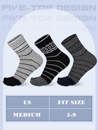 Image of Fourluoo 6 Pairs Women Cotton Athletic Toe Socks