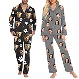 BEXOA Personalised Photo Pyjamas Set - Custom Face Pajama Matching Halloween Christmas Pjs for Couples Men Women