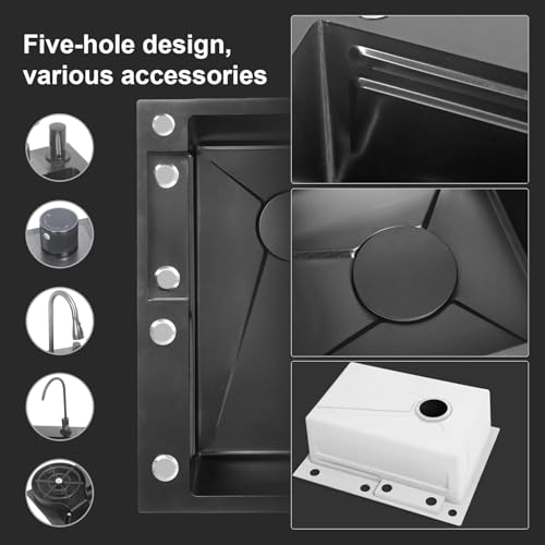 Image of 304 Grade Multifunction Kitchen Sink 30'' x 18'' x 10'' with Integrated Waterfall & Pull-down Faucet Set-Stainle (30X18X9 INCH)