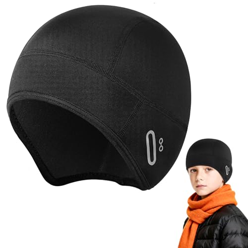 AOOSA Fahrrad Mütze Winter Kinder Helmmütze für Fahrradhelm Jungen Mädchen Warm Winddicht Sportmütze mit Brillenloch Radmütze Laufmütze Fahrradmütze Unter Helm für Outdoor Aktivitäten