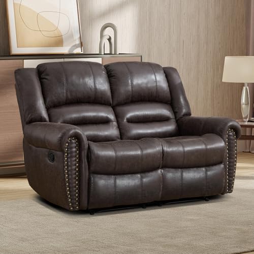 CANMOV Faux Leather Manual Loveseat Recliner