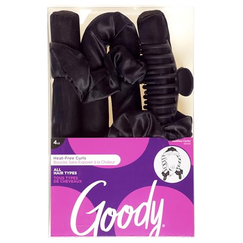 Chouchous en satin et tige de coiffure sans chaleur Goody noir pour nuit