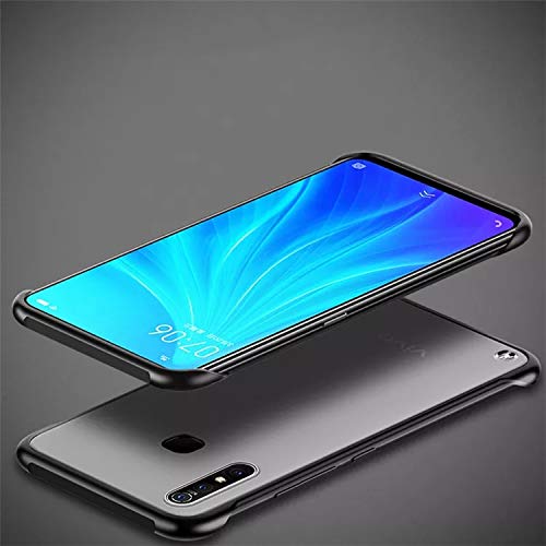 Image of REALCASE Infinix Hot 8 Back Cover Case | Slim Translucent Frameless Matte Hard Back Skin | Soft TPU Shock Proof Bumper Back Cover Case for Infinix Hot 8 (F-Black)