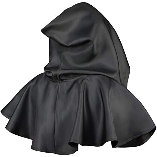 Spydge Medieval Hooded Cowl Halloween Cowl Cloak Hat Cloak Cape Cosplay Costume Accessories for Men Women Halloween Cosplay Party Costume Black - Image 2