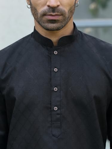 Image of KRAFT INDIA Men's Cotton Kurta Pyjama Set | Woven Design Traditional Ethnic Wear | Festive, Wedding & Casual Outfit | Comfortable & Breathable Fabric