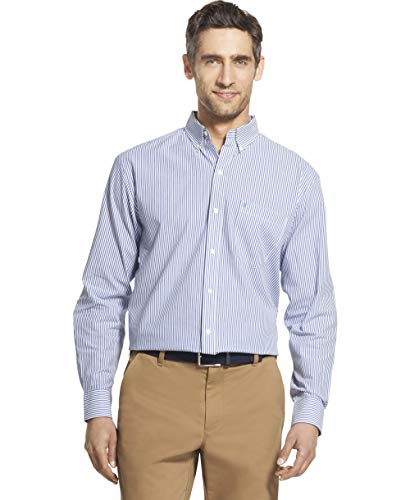 IZOD Men's Premium Performance Natural Stretch Stripe Long Sleeve Shirt (Regular and Slim Fit)