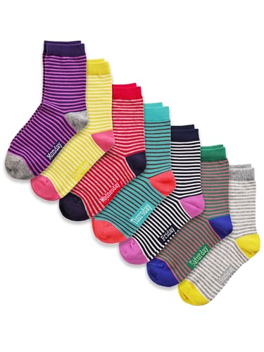 Image of COTTON DAY 7 Days of the Week Gift Box Kids Girls Fashion Short Socks Cute Animal, Floral, Stars, Stripes & Polka Dots Design