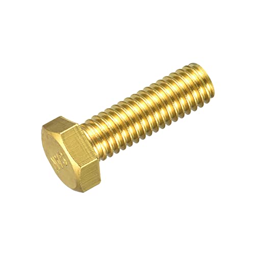 Image of uxcell Brass Hex Bolts, 3 /8-16x1-3 /16 1pcs Fully Thread Grade 4.8 Solid Brass Hexagon Head Bolt Machine Screws for Machinery