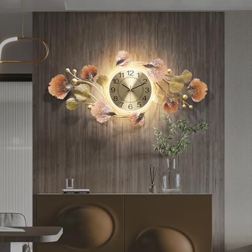HEBOIX Large 3D Ginkgo LED Clock