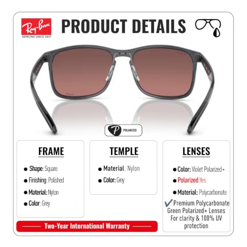 Image of Ray-Ban RB4264 CHROMANCE POLARIZED Square Shape Sunglasses for Men with Official Eyewear Kit