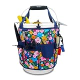 KUNN 18-Pocket Bucket Tool Organizer | Heavy-Duty 5 Gallon Bucket Caddy with Hangable Handle | Gardening Tool Bag & Garden Caddy Accessory for Gardeners, Blue