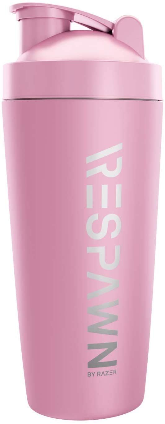 RESPAWN By Razer Stainless Steel Shaker - Pink - Dual-Insulated Shaker Cup - Built-In Grate - Locking Cap - 20oz
