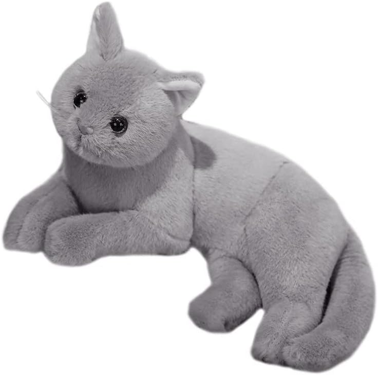 ToddmomyGrey Plush Cat Stuffed Animal Toy, Realistic Simulation Kitten Doll for Kids, Soft Decorative Plaything for Home and Nursery