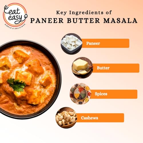 Image of Eat Easy Ready To Eat Paneer Butter Masala- 90g (Pack of 2) Freeze Dried | After Preparation 300g, Just Add Water & Cook | Restaurant Style Sabzi, Instant Creamy Butter Masala Gravy for Travel, Trips