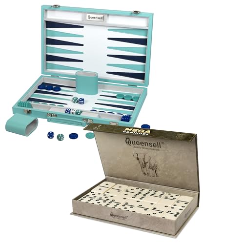 MEGA Dominoes + Backgammon Turquoise