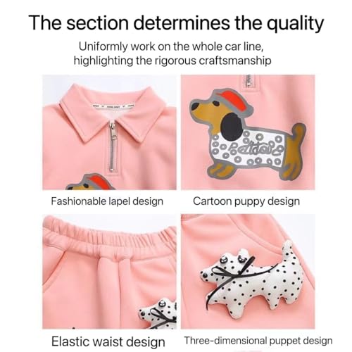 New for 2025 Girls Autumn 2 Piece Outfits Half Zip Lapel Collar Long Sleeve Sweatshirt Sweatpant Tracksuit Sets4