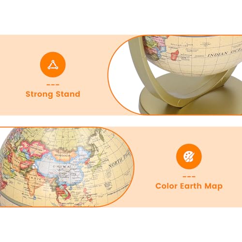 Topyond Mini-Weltkarte, Erdkugel, Globus Für Kinder Und Erwachsene, Weltkugel Für Jungen Und Mädchen, Erkunden Sie Die Erde in Lebendigen Details, Kleiner Globus Mini,Lehrmittel