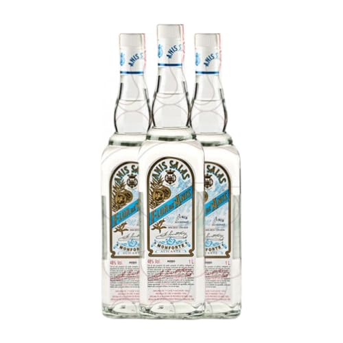 Anisado Flor de Anís Salas Seco Botella Misil 1 L (Caja de 3 Botella Misil de 1 L)