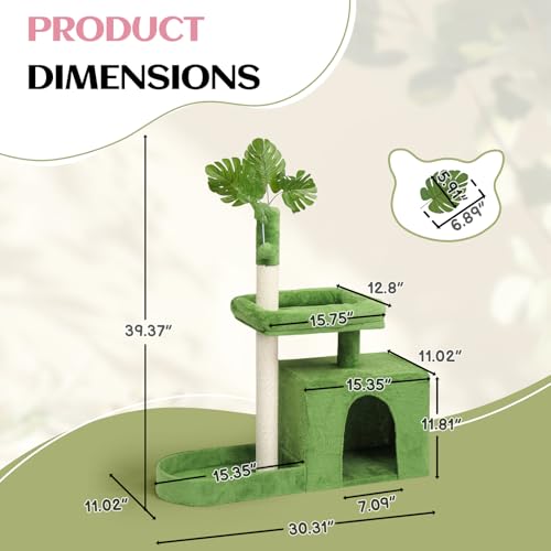 Árbol para Gatos VINGLI de 48.43 pulgadas de alto verde miniatura 5