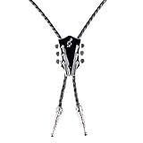 DYNWAVE Exquisite Guitar Head Enamel Bolo Vintage Leather Nostalgic NeckTie - Black, as described