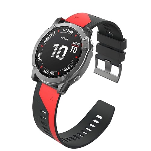 Bracelet Quickfit 26mm anti irritation en silicone noir vert pour Garmin Fenix 3 - 6