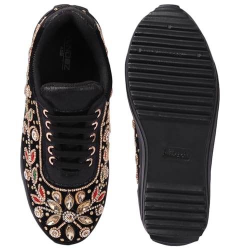 Image of Vendoz Women Hand Embroidery Wedding Party Bridal Sneakers 4032