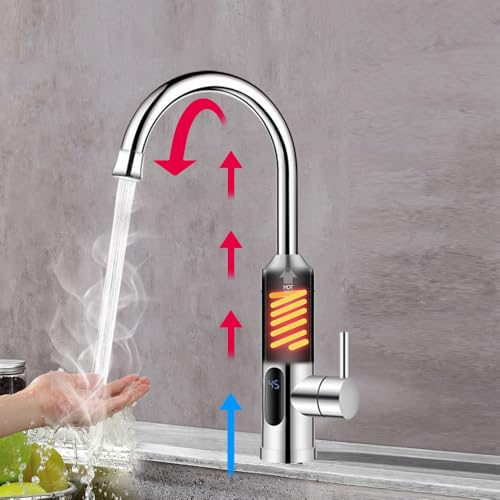 HOGART Elektrische Wasserhahn mit Durchlauferhitzer 230v für Küche, Garten, Bad, Wohwagen, Camping, Smart Heater, Armatur mit Sofortiger Warmwasserbereiter, Warmwasserhahn, Küchenarmatur, Wasserboiler