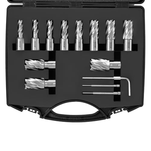 VEVOR Annular Cutter Set, 13 pcs Weldon Shank Mag Drill Bits, 1
