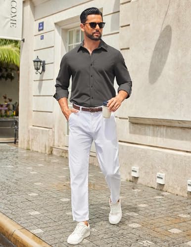 COOFANDY Men's Casual Button Down Shirt Long Sleeve Untucked Shirt Wrinkle Free Denim Dress Shirt - Image 3