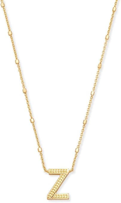 Kendra Scott Letters A-Z Pendant Necklace for Women, Fashion Jewelry, 14k Gold-Plated Brass