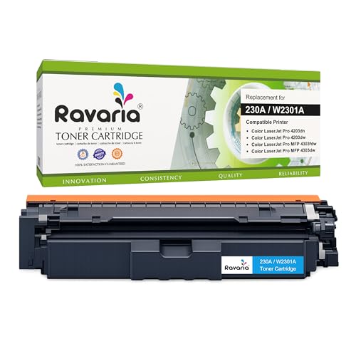 Image of 230A Compatible Toner Cartridges (with New Chip) for HP W2301A Replacement for HP Color Pro 4203dn 4203dw 4303dw 4303fdw Printer (230A Toner Cyan (W2301A)