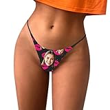 Tanga Personalizada con Fotos de Cara, Camiseta Divertida Ropa Interior Personalizada, Tangas Esposa Marido Cara Imagen Calzoncillos, Regalos de Calzoncillos de Bikini Novedosos