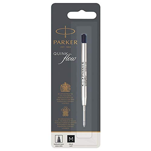 PARKER QUINKflow Ballpoint Pen Ink Refill, Medium Tip, Black (4)