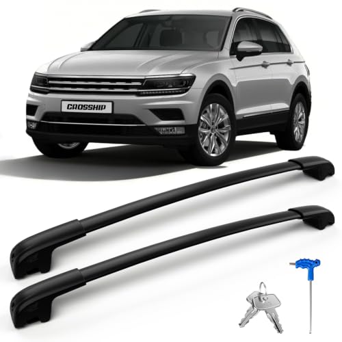 CROSSHIP Lockable Roof Rack Cross Bars Compatible with Volkswagen VW Tiguan 2018-2026 and Taos 2022-2026, 300lbs Heavy Duty Aluminum Crossbars, Anti-Theft Roof Bars for Rooftop Cargo Luggage Kayak