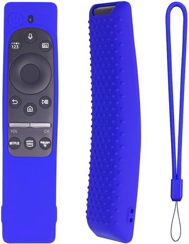 Image of Silicone Tv Remote Cover Compatible with Samsung Smart TV Remote BN59-01312A QLED 8K 4K Protective Cover with Loop - (Remote Control not Included) (Blue - Style 9)