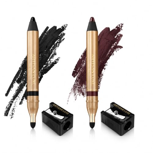 Set de Delineadores Jumbo Negro y Violeta con Sacapuntas