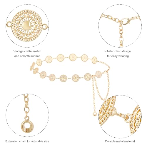 Western Metal Concho Belt for Women Cowgirl Boho Turquoise Chain Belts for Dresses Jeans Country Concert Outfit3