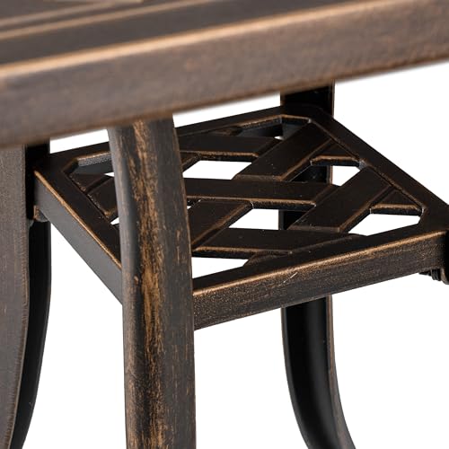 Relaxdays Mesa Jardín Exterior, Mesita Cuadrada Antigua, Resistente, Aluminio Fundido, 53x54x54 cm, Balcón, Negro/Bronce - imagen 6