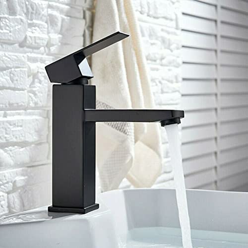 UTTASU Robinet mitigeur cascade pour lavabo de salle de bain, levier unique, design carré chromé, résistant aux hautes températures/pression, finition...