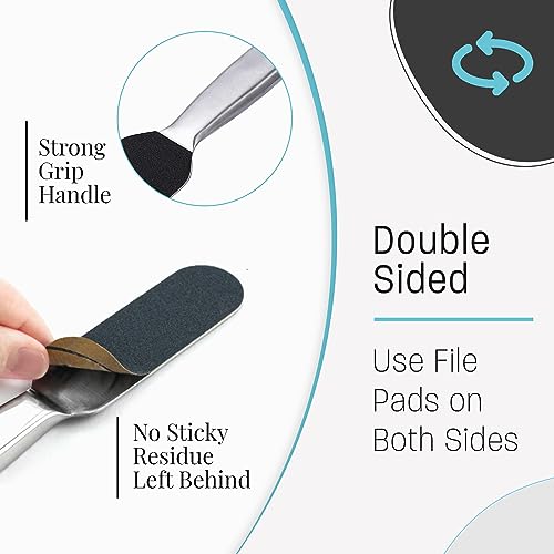 Professional Pedicure Foot File - Stainless Steel Foot File | Double Sided Food Scrubber | 8.25” L | Works with Pedicure File Refills | Heel File for Foot Pedicure Kit - Image 3