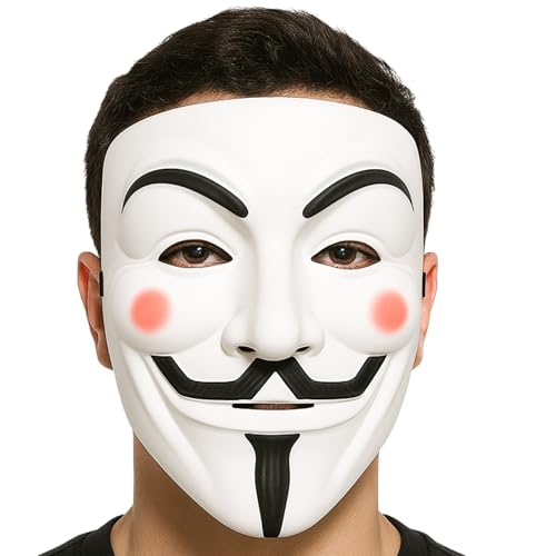 Primary Shipments Hacker Mask Inspired by Guy Fawkes/V for Vendetta – Compatible w/Anonymous & Spy Ninjas Project Zorgo Cosplay (1, White)