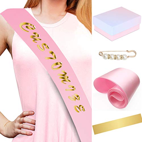 CS&BEAUTY - Faja de cumpleaños para ella, incluye cinta de cumpleaños y corona de diamantes de imitación para decoración de fiesta de cumpleaños, caja de regalo