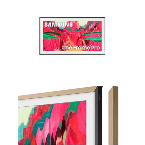 Image of SAMSUNG 85-Inch The Frame Pro 4K Neo QLED Smart TV (2025) with Modern Teak Customizable Bezel Bundle