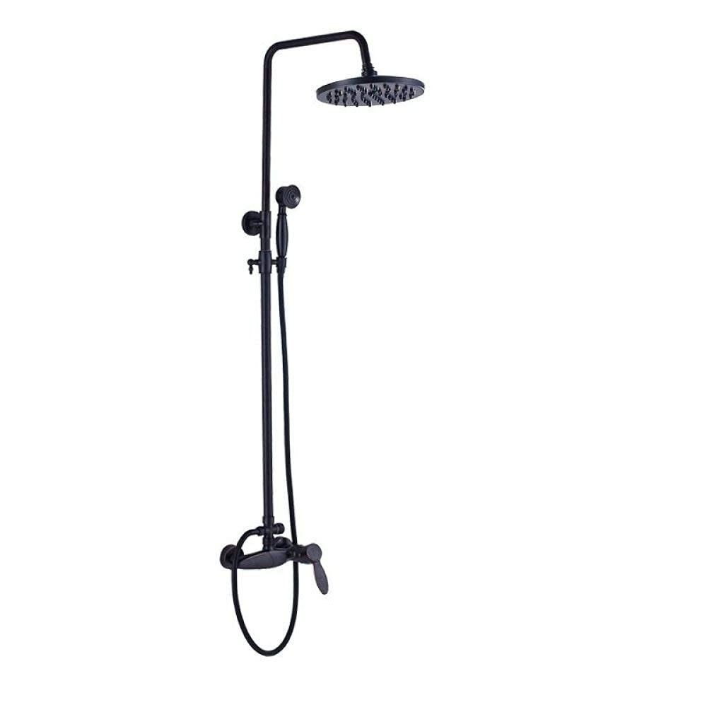 Colonne de douche murale noire avec mitigeur de douche et pommeau effet pluie 8
