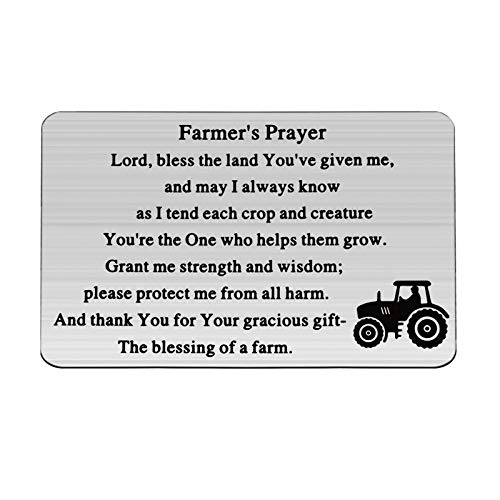 Gzrlyf Farmer's Prayer Wallet Card Farmer Gifts Christian Wallet Cards Religious Gifts the Blessing of a Farm (Wallet Card Silver)