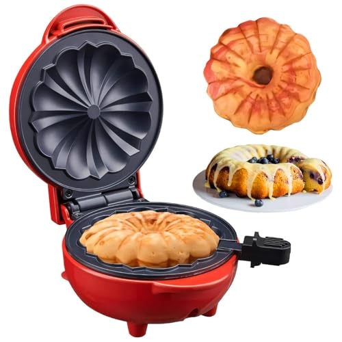 Fazedor de bolos mini Portátil 110V Cozimento Rápido Fácil de Usar Ideal para Bolos Pequenos e Sobremesas Presente Criativo para Cozinha Máquina Elétrica para Bolos Mini (Vermelho)