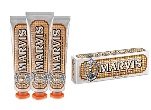 3 x Marvis Orange Blossom Toothpaste, 75 ml Each with Orange Blossom and Mint Flavour