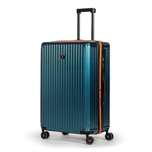 Image of Hard Polycarbonate Luggage Trolley Bag | 8 Wheels 360 Double Spinner | Telescopic Handle with Mobile Stand | TSA Lock with Sturdy Zipper | with 5 Years Warranty | Nebula Bay, Medium - 64 cm