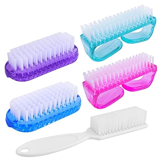 5 Pcs Handle Grip Nail Brush Kit, Double-Sided Hand Fingernail Scrub Cleaning Brushes for Toes and Nails Cleaner, Pedicure Brushes for Men and Women