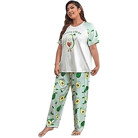 Conjunto de pijama de manga corta para mujer Floerns, estampado gráfico, talla grande Cover